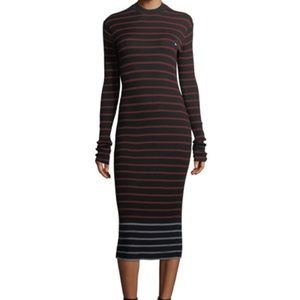 McQ Alexander McQueen Striped Crewneck Rib-Knit Bodycon Dress